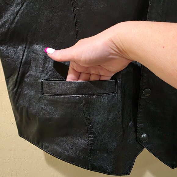 Vintage Modal New York Men's Black Genuine Leather Lined Vest w/ Pockets SZ XL - Picture 2 of 14